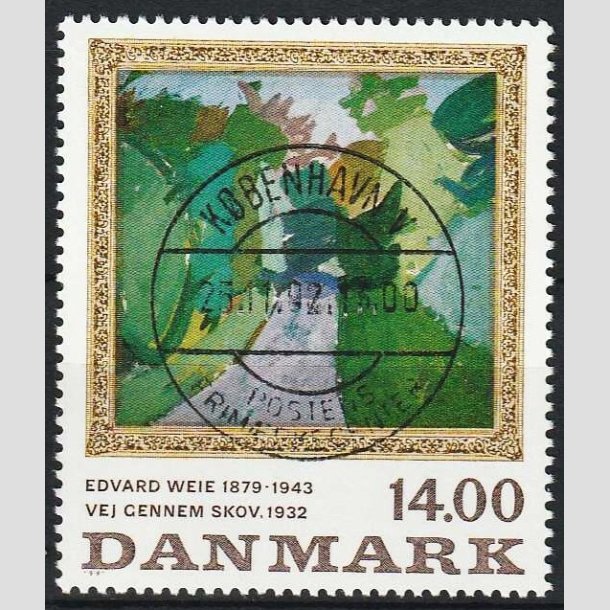 FRIMRKER DANMARK | 1991 - AFA 1006 - Edvard Weie - 14,00 Kr. flerfarvet - Pragt Stemplet 