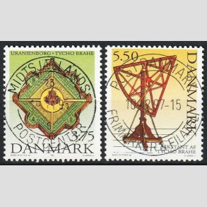 FRIM�RKER DANMARK | 1995 - AFA 1101-02 - Tycho Brahe - 3,75 +5,50 Kr. flerfarvet - Pragt Stemplet