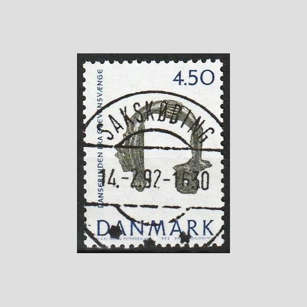 FRIMRKER DANMARK | 1992 - AFA 1008 - Nationalmuseets samlinger - 4,50 Kr. bl/grn - Lux Stemplet