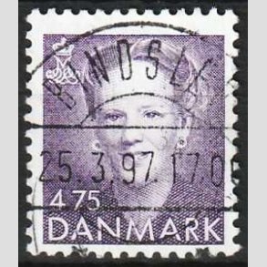 FRIMRKER DANMARK | 1992 - AFA 1018 - Dronning Margrethe - 4,75 Kr. violet - Pragt Stemplet