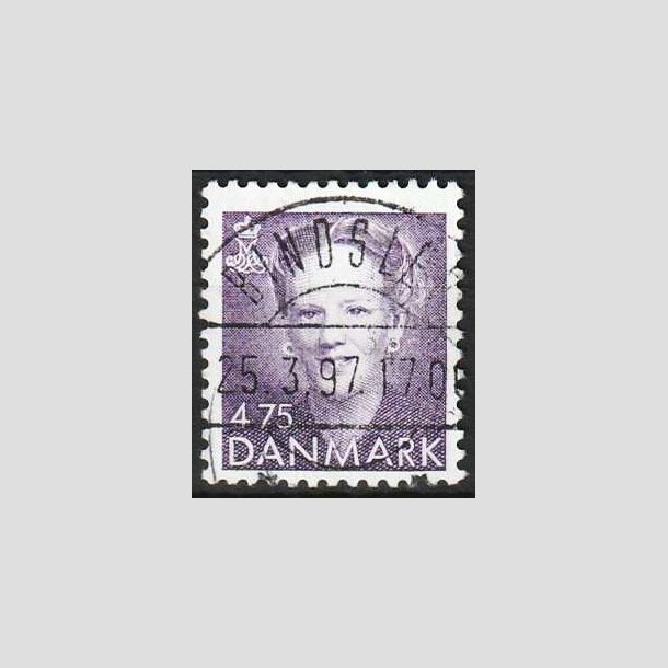 FRIMRKER DANMARK | 1992 - AFA 1018 - Dronning Margrethe - 4,75 Kr. violet - Pragt Stemplet