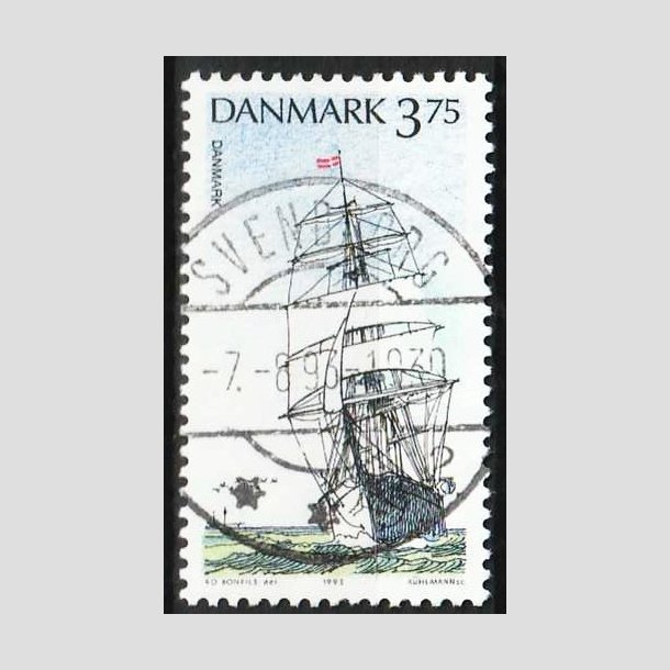 FRIMRKER DANMARK | 1993 - AFA 1045 - Sejlskibe - 3,75 Kr. flerfarvet - Pragt Stemplet Svendborg