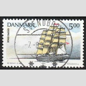 FRIM�RKER DANMARK | 1993 - AFA 1047 - Sejlskibe - 5,00 Kr. flerfarvet - Lux Stemplet Svendborg