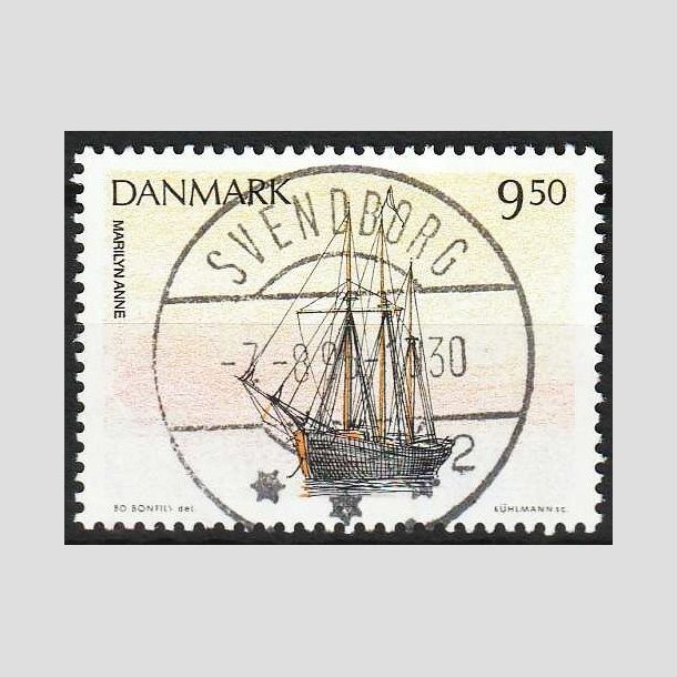 FRIMRKER DANMARK | 1993 - AFA 1048 - Sejlskibe - 9,50 Kr. flerfarvet - Pragt Stemplet Svendborg