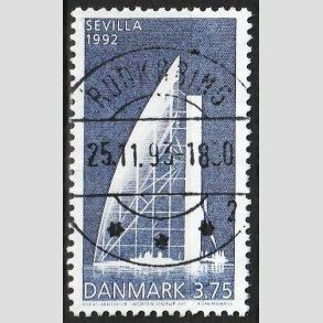FRIM�RKER DANMARK | 1992 - AFA 1026 - EXPO 92 i Sevilla - 3,75 Kr. bl� - Pragt Stemplet 
