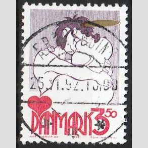 FRIM�RKER DANMARK | 1992 - AFA 1028 - Danske tegneseriefigurer - 3,50 Kr. r�d/gul - Pragt Stemplet