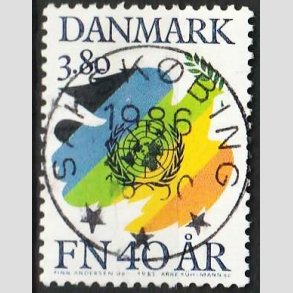 FRIM�RKER DANMARK | 1985 - AFA 841 - FN 40 �r - 3,80 Kr. flerfarvet - Pragt Stemplet
