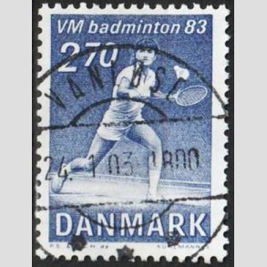 FRIM�RKER DANMARK | 1983 - AFA 767 - WM i Badminton - 2,70 Kr. bl� - Pragt Stemplet