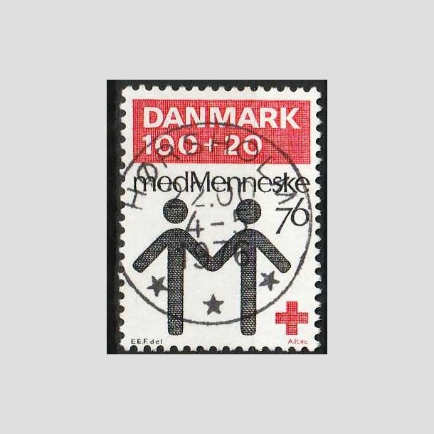 FRIMRKER DANMARK | 1976 - AFA 611 - Dansk Rde Kors 100 r. - 100 + 20 re - Lux Stemplet