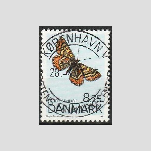 FRIMRKER DANMARK | 1993 - AFA 1039 - Sommerfugle - 8,75 Kr. flerfarvet - Pragt Stemplet