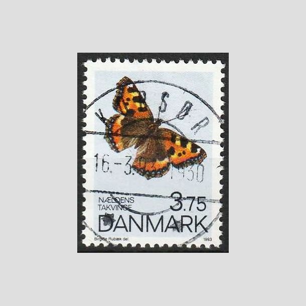 FRIMRKER DANMARK | 1993 - AFA 1037 - Sommerfugle - 3,75 Kr. flerfarvet - Pragt Stemplet