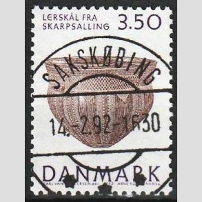 FRIM�RKER DANMARK | 1992 - AFA 1007 - Nationalmuseets samling - 3,50 Kr. lilla/brun - Pragt Stemplet