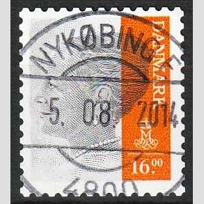 FRIMRKER DANMARK | 2013 - AFA 1737 - Dronning Margrethe - 16 Kr. gr/orange - Pragt Stemplet