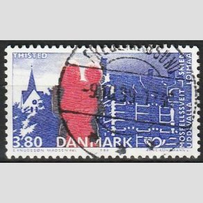 FRIM�RKER DANMARK | 1986 - AFA 860 - Venskabsbyer - 3,80 Kr. r�d/bl� - Pragt Stemplet 