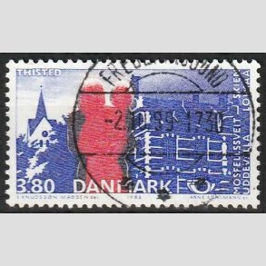 FRIM�RKER DANMARK | 1986 - AFA 860 - Venskabsbyer - 3,80 Kr. r�d/bl� - Pragt Stemplet 