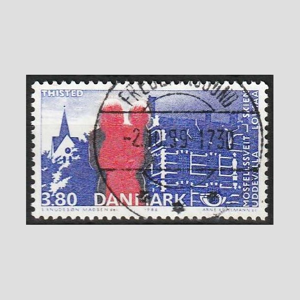 FRIMRKER DANMARK | 1986 - AFA 860 - Venskabsbyer - 3,80 Kr. rd/bl - Pragt Stemplet 