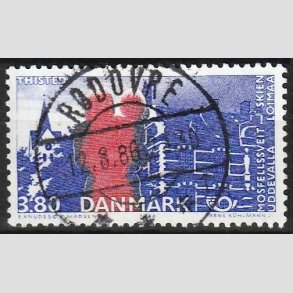 FRIM�RKER DANMARK | 1986 - AFA 860 - Venskabsbyer - 3,80 Kr. r�d/bl� - Pragt Stemplet 