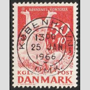 FRIMRKER DANMARK | 1965 - AFA 439F - Brnenes Kontor - 50 + 10 re rd - Pragt Stemplet
