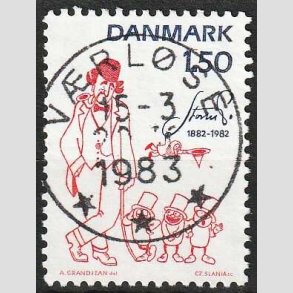 FRIM�RKER DANMARK | 1982 - AFA 761 - Storm P. - 1,50 Kr. r�d/bl� - Pragt Stemplet V�rl�se