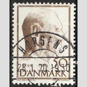 FRIM�RKER DANMARK | 1969 - AFA 480 - Fredrik IX 70 �r - 50 �re brun - Pragt Stemplet Horsens