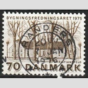 FRIM�RKER DANMARK | 1975 - AFA 591 - Bygningsfredning - 70 �re brun - Pragt Stemplet
