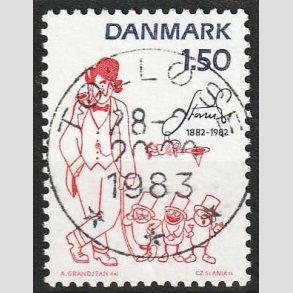 FRIM�RKER DANMARK | 1982 - AFA 761 - Storm P. - 1,50 Kr. r�d/bl� - Pragt Stemplet T�ll�se