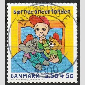 FRIMRKER DANMARK | 2010 - AFA 1605E - Brnecanserfonden - 5,50 + 0,50 Kr. - Pragt Stemplet