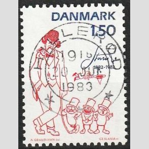 FRIM�RKER DANMARK | 1982 - AFA 761 - Storm P. - 1,50 Kr. r�d/bl� - Pragt Stemplet Hiller�d