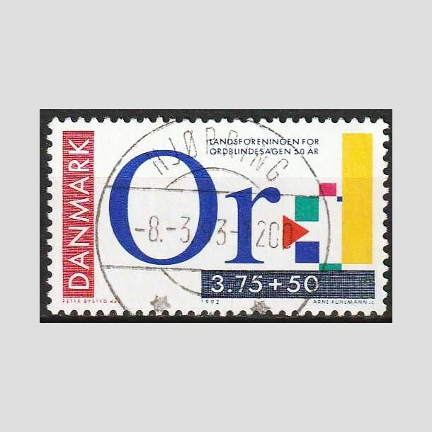 FRIMRKER DANMARK | 1992 - AFA 1025 - Ord-blindesagen 50 r - 3,75 Kr. + 50 re - Pragt Stemplet