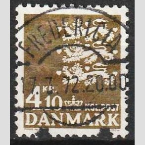 FRIMRKER DANMARK | 1970 - AFA 502 - Rigsvben 4,10 Kr. olivenbrun - Lux Stemplet Fredericia