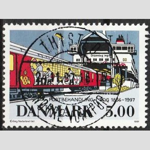 FRIM�RKER DANMARK | 1997 - AFA 1147 - Bureautjenestens oph�r - 5,00 Kr. flerfarvet - Pragt Stemplet