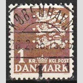 FRIMRKER DANMARK | 1946-47 - AFA 293 - Rigsvben 1,00 Kr. brun - Lux Stemplet