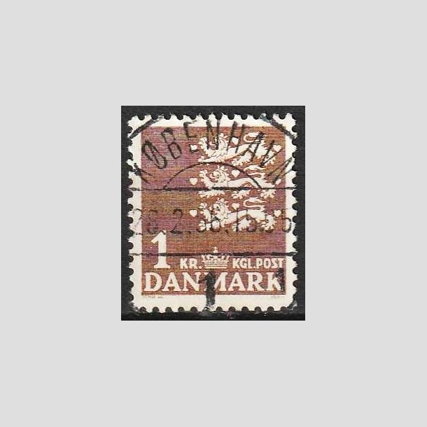 FRIMRKER DANMARK | 1946-47 - AFA 293 - Rigsvben 1,00 Kr. brun - Lux Stemplet