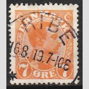 FRIMRKER DANMARK | 1918-20 - AFA 098 - Chr. X 7 re orange - Lux Stemplet Ribe
