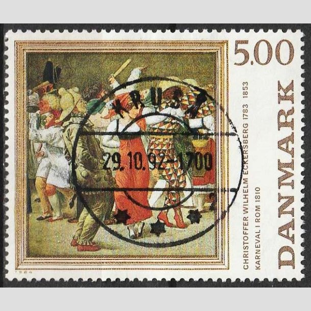 FRIMRKER DANMARK | 1984 - AFA 816 - C.W Eckersberg - 5,00 Kr. flerfarvet - Pragt Stemplet Krus