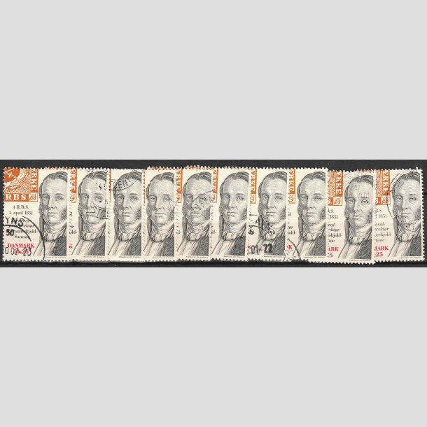 FRIMRKER DANMARK | 2001 - AFA 1279 - Frimrket 150 r - 10,25 Kr. x 10 stk. - Pnt Stemplet