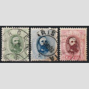 FRIM�RKER NORGE | 1878 - AFA 32-34 - 1,00-2,00 kr. - Stemplet (let misfarvning)