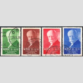 FRIM�RKER NORGE | 1936 - AFA 172-75 - Nansen I. - i komplet s�t - Stemplet