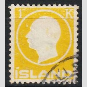 FRIMRKER ISLAND | 1912 - AFA 73 - Kong Frederik VIII - 1 kr. citrongul - Stemplet