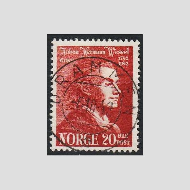 FRIMRKER NORGE | 1942 - AFA 287 - Johan Herman Wessel - 20 re rdbrun - Lux Stemplet