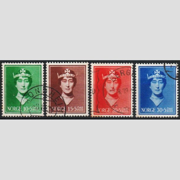 FRIMRKER NORGE | 1939 - AFA 204-07 - Dronning Maud srgeudgave.  - i komplet st - Stemplet