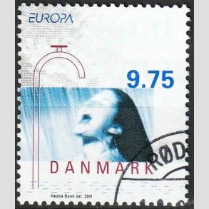 FRIMRKER DANMARK | 2001 - AFA 1284 - Europamrker - 9,75 Kr. flerfarvet - Flot hjrnestemplet