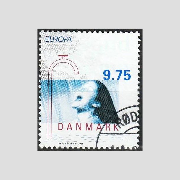 FRIMRKER DANMARK | 2001 - AFA 1284 - Europamrker - 9,75 Kr. flerfarvet - Flot hjrnestemplet