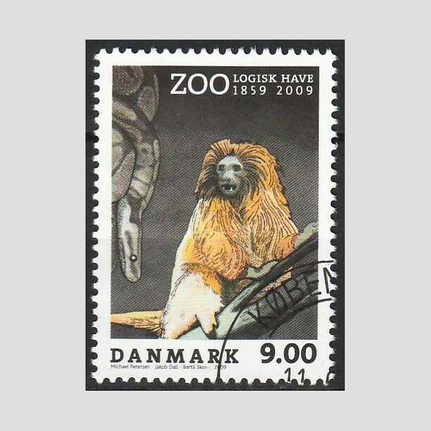 FRIMRKER DANMARK | 2009 - AFA 1581 - Zoologisk Have - 9,00 Kr. flerfarvet - Flot hjrnestemplet