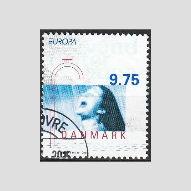 FRIMRKER DANMARK | 2001 - AFA 1284 - Europamrker - 9,75 Kr. flerfarvet - Flot hjrnestemplet