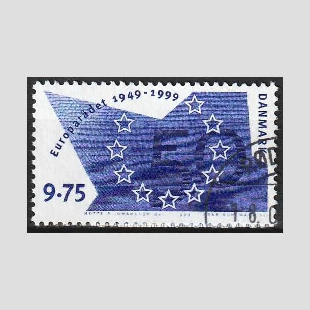 FRIMRKER DANMARK | 1999 - AFA 1211 - Europardet 50 r - 9,75 Kr. bl - Flot hjrnestemplet