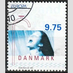 FRIMRKER DANMARK | 2001 - AFA 1284 - Europamrker - 9,75 Kr. flerfarvet - Flot hjrnestemplet