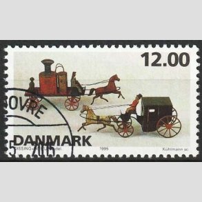 FRIM�RKER DANMARK | 1995 - AFA 1106 - Dansk leget�j - 12,00 Kr. flerfarvet - Flot hj�rnestemplet