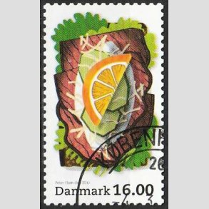 FRIM�RKER DANMARK | 2012 - AFA 1704 - Sm�rrebr�d - 16,00 Kr. flerfarvet - Flot hj�rnestemplet
