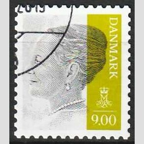 FRIMRKER DANMARK | 2011 - AFA 1644E - Dronning Margrethe - 9,00 Kr. gr/olivgrn - Hjrnestemplet